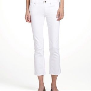 Tory Burch white cropped slim boot jeans. Size 27.